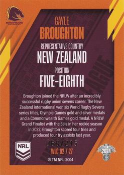 2024 NRL Traders Titanium - World In League Copper #WLC02 Gayle Broughton Back